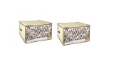 Set 2 huse depozitare ConceptSeller cu fermoar, pilota/haine, crem/transparent, 65x55x40 cm, Oem
