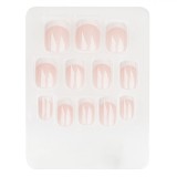 Set Unghii False, Model French Squoval, Roz, 12 Bucăți, Adeziv Inclus, Oem