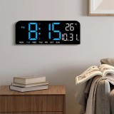 Ceas de masa si de perete, digital, cu lumina led albastru, calendar, cronometru, alarma, termometru, functie snooze, 2 moduri de iluminare, dimensiun
