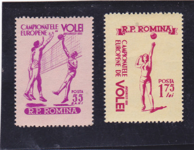 ROMANIA 1955 LP 387 CAMPIONATELE EUROPENE DE VOLEI SERIE MNH foto