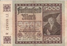 GERMANIA 5.000 marci 1922 VF!!! foto