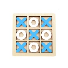 Joc X si 0, lemn, alb albastru, 9.8 x 9.8 x 0.5 cm