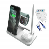 Incarcator wireless 4 in 1 YARCO&reg;, Fast Charge putere totala 21 W, Compatibil iPhone, Samsung, iWatc