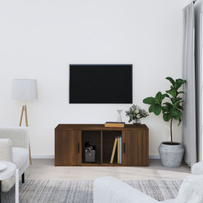 Comoda TV, stejar maro, 100x35x40 cm, lemn prelucrat GartenMobel Dekor foto