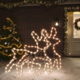 vidaXL Figurină ren de Crăciun cu LED, 2 buc., alb cald, 57x55x4,5 cm