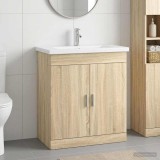 Cumpara ieftin Set de mobilier pentru baie Stejar Sonoma 81 x 40 x 84,5 cm