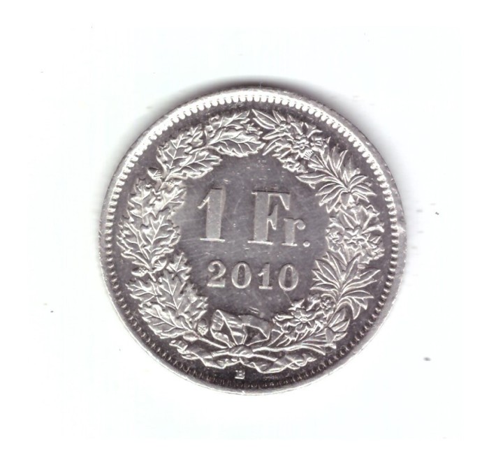 Moneda Elvetia 1 franc 2010, stare foarte buna, curata