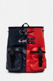 Tommy Jeans rucsac femei, culoarea albastru marin, mic, cu imprimeu, AW0AW16279