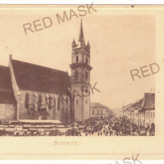 1571 - BISTRITA, Big Market & Church, Romania - old postcard - used - 1906