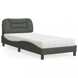 Cumpara ieftin Pat cu saltea, gri &icirc;nchis, 80x200 cm, textil