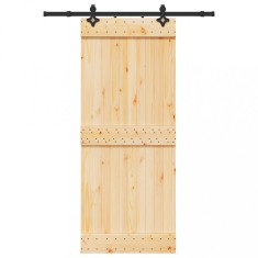 vidaXL Ușă glisantă cu set de feronerie 85x210 cm, lemn masiv de pin