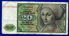 (1) BANCNOTA GERMANIA - 20 MARK 1980 (2 IANUARIE 1980) foto