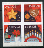 Suedia, decoratiuni de Craciun, timbre adezive, 2006, Nestampilat