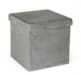 Cumpara ieftin Taburet catifea gri Camdem 38x38x38 cm