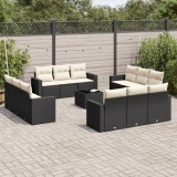 Cumpara ieftin Gossi set mobilier de gradina cu perne, 13 piese, negru, poliratan