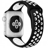 Cumpara ieftin Curea iUni compatibila cu Apple Watch 1/2/3/4/5/6/7, 38mm, Silicon Sport, Negru/Alb