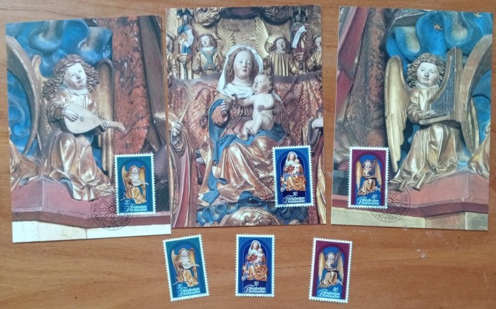 LIECHTENSTEIN-&#039;&#039;PICTURI-RELIGIE&#039;&#039;Madona cu Pruncul&#039;&#039;-serie 3v.+Maxicarduri- -MNH NESTAMP. -Calitate EXTRA