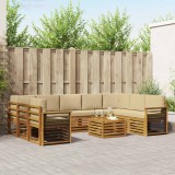 vidaXL Seturi de canapele 10 pcs Natural și Bej Lemn Solid de Acacia 3375533