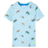 Tricou pentru copii, albastru deschis melanj, 104 GartenMobel Dekor, vidaXL