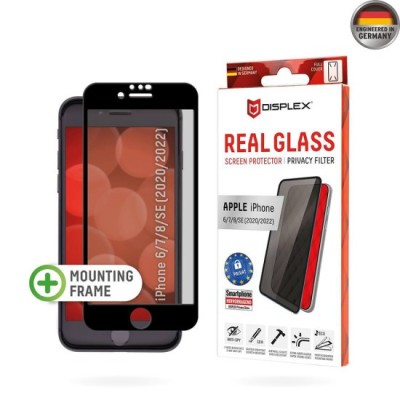 Folie pentru iPhone 6 / 6S / 7 / 8 / SE 2, SE 2020 / SE 3, SE 2022 - Displex Real Glass Privacy Full Cover - Black foto
