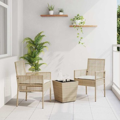 vidaXL Set Bistro de Grădină 3 pcs Bej Rattan poli 3334959 foto
