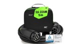 Cablu de &icirc;ncărcare Green Cell Snap Type 2 EV 22 kW 5 m pentru Tesla Model 3 S X Y, VW ID.3, ID.4, ID.5, Kia EV6, Audi E-Tron, Fiat 500e