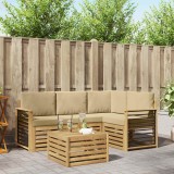 vidaXL Set de canapele de exterior 5 pcs Alb și Bej 59 x 59 x 37 cm 3391808