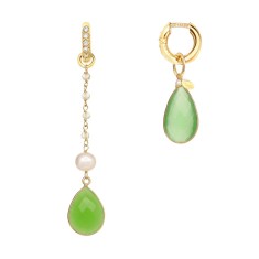 Cercei Fantasy asimetrici din cuarț verde