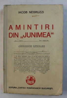 Iacob Negruzzi - Amintiri din Junimea (1939) foto