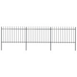 VidaXL Gard de grădină cu v&acirc;rf suliță, negru, 5,1 x 1,2 m, oțel