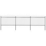 vidaXL Gard de grădină cu v&acirc;rf suliță, negru, 5,1 x 1,2 m, oțel