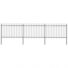vidaXL Gard de grădină cu vârf suliță, negru, 5,1 x 1,2 m, oțel