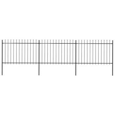 vidaXL Gard de grădină cu v&amp;acirc;rf suliță, negru, 5,1 x 1,2 m, oțel foto