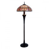 Lampadar cu baza din polirasina maro si abajur sticla Tiffany 57x166 cm