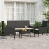 Gossi set mobilier relaxare gradina 4 piese cu perne poliratan negru