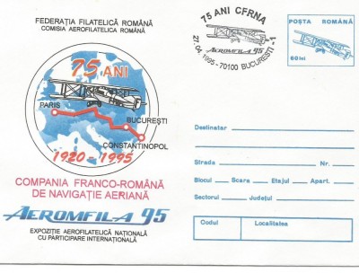 (No2) plic omagial- (cod 046/95)-Aeromfila 95, 75 ani CFRNA foto