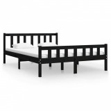 Cadru de pat dublu 4FT6, negru, 135x190 cm, lemn masiv