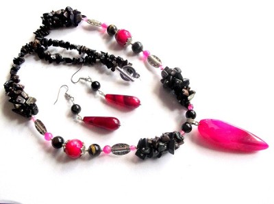 set colier si cercei cu agate si ochii de soim 41947 foto
