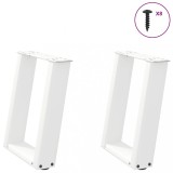 VidaXL Picioare pentru măsuță de cafea &icirc;n formă de U, 2 buc., alb, 28x(42-43) cm, oțel