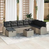 Cumpara ieftin Set de canapele pentru grădină 9 pcs Gri deschis Rattan poli