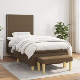 Cumpara ieftin Pat box spring cu saltea, maro &icirc;nchis, 80x200 cm, textil