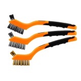Set 3 perii de sarma 3x7 randuri cu otel, alama si nailon NEO TOOLS