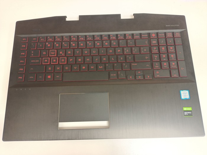Carcasa superioara cu tastatura palmrest Laptop, HP, Omen 5 Plus 17-CB, TPN-C144, AM2K0000310, AM2K0000500, cu iluminata rosie, layout US