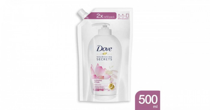 Dove Foly&eacute;kony Szappan Ut&aacute;nt&ouml;ltő Glowing 500ml