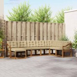 vidaXL Set de canapele de exterior cu pernă 8 pcs Natural și Bej 3368964