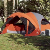 VidaXL Cort de camping pentru 6 persoane, gri/portocaliu, impermeabil