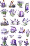 Sticker decorativ, Colaj cu Lavanda, 20 stickere, Mov, 90 cm, 1339STK-15