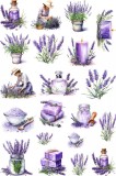 Cumpara ieftin Sticker decorativ, Colaj cu Lavanda, 20 stickere, Mov, 90 cm, 1339STK-15