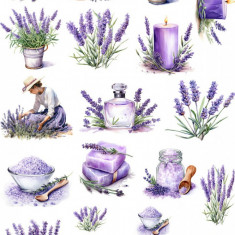 Sticker decorativ, Colaj cu Lavanda, 20 stickere, Mov, 90 cm, 1339STK-15