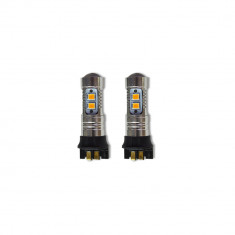 Set 2 becuri led PW24W cu 10SMD Cree Portocaliu